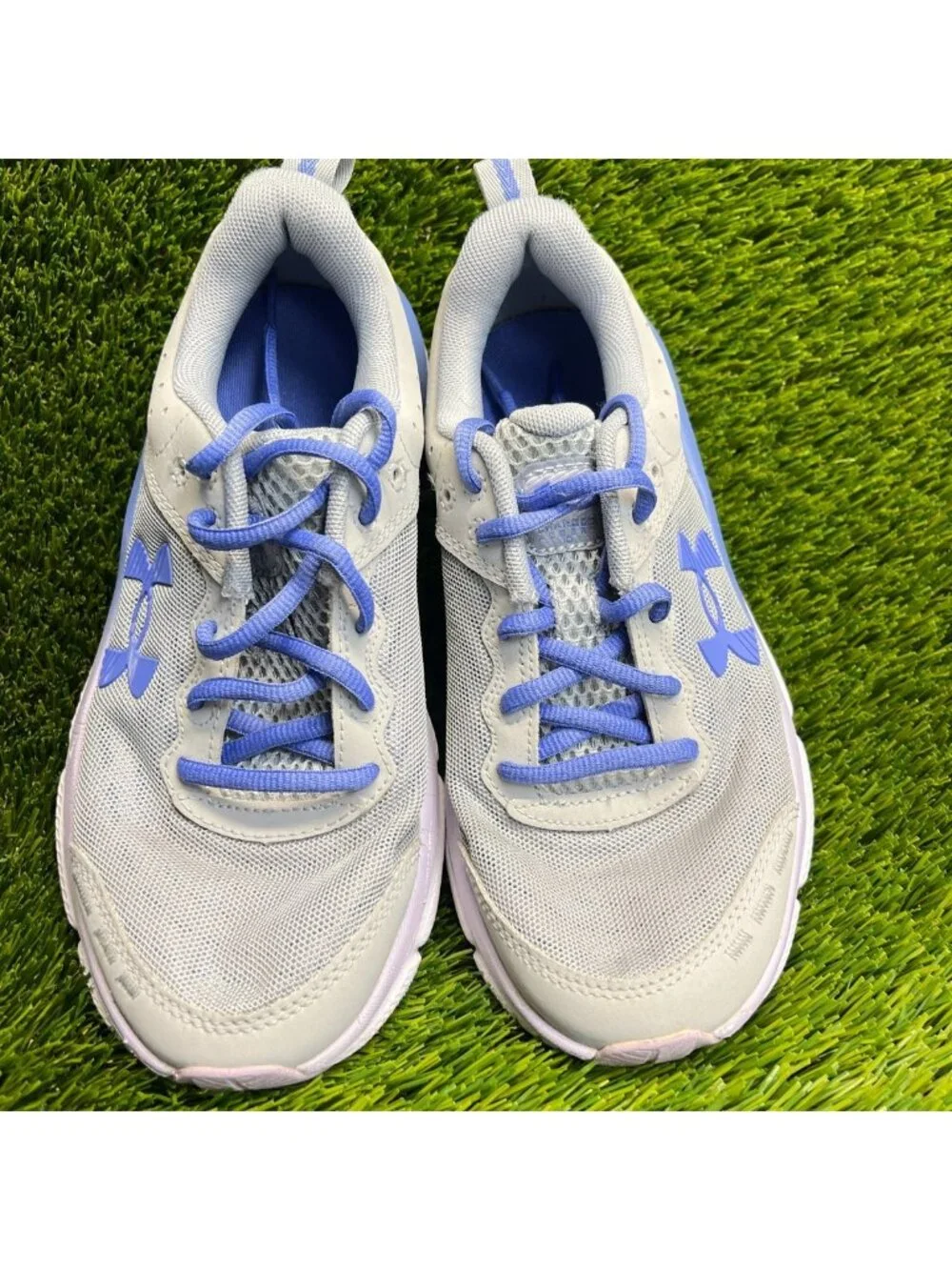 Under Armour Charged Assert 10 Girls Size 5Y Gray Purple Running Shoes Sneakers_5